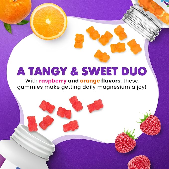 DR. MORITZ Kids Magnesium Citrate Gummies Orange Flavor (120 Count) and 200 mg Calm Magnesium Gummies for Adults in Raspberry Flavor (30 Count) - No Added Sugar & Non-GMO