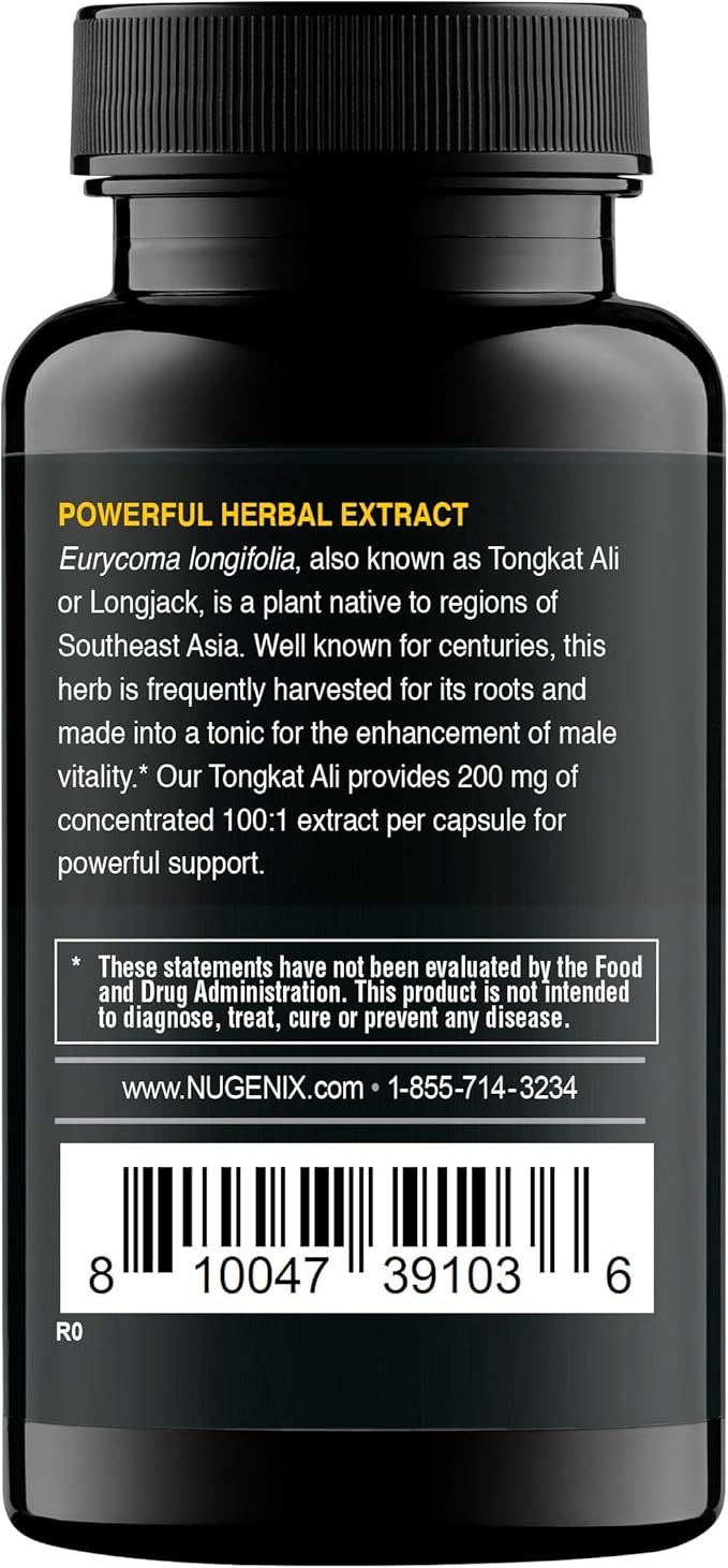 Nugenix Essentials Tongkat Ali for Men, Support for Men's Health, Longjack Eurycoma Longifolia Extract, 30ct