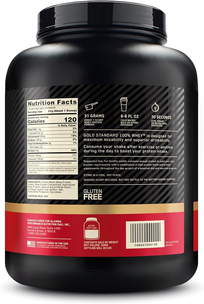 Optimum Nutrition Gold Standard 100% Whey Protein Powder, French Vanilla Crème, 5 Pound (Packaging May Vary)