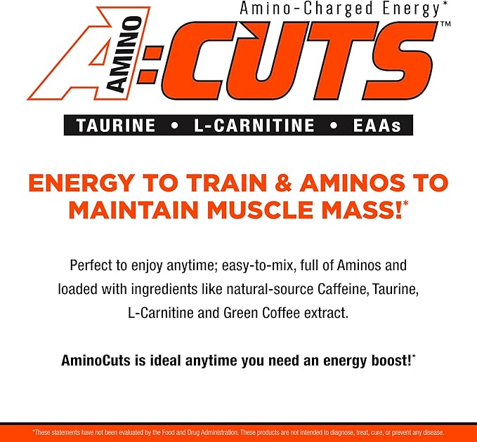 ALLMAX Nutrition AMINOCUTS (ACUTS), Amino-Charged Energy Drink with Taurine, L-Carnitine, Green Coffee Bean Extract, Cotton Candy, 30 Servings