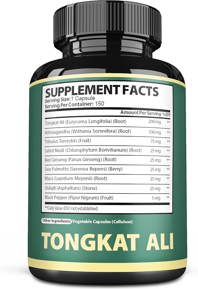 Satoomi 9in1 Tongkat Ali Root Extract 200:1 - Ashwagandha, Tribulus Terrestris - 150 Capsules for 5 Months - Support Strength, Energy & Healthy Immune