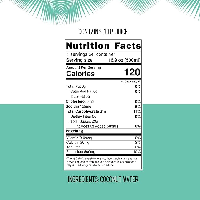 Little Palm - Pure Coconut Water, Made from Young Coconuts, No Sugar Added, Non-GMO, Natural Hydration, Electrolytes, 16.9 fl oz (12-Pack, Original)