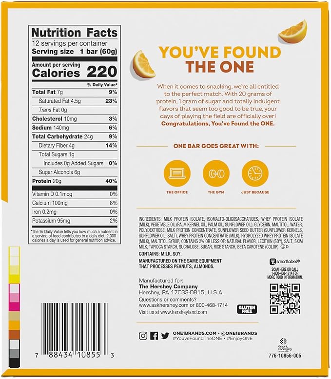 ONE Protein Bars, Lemon Cake, Gluten Free with 20g Protein and 1g Sugar, Pantry Staples, 2.12 oz (12 Count), Packaging May Vary