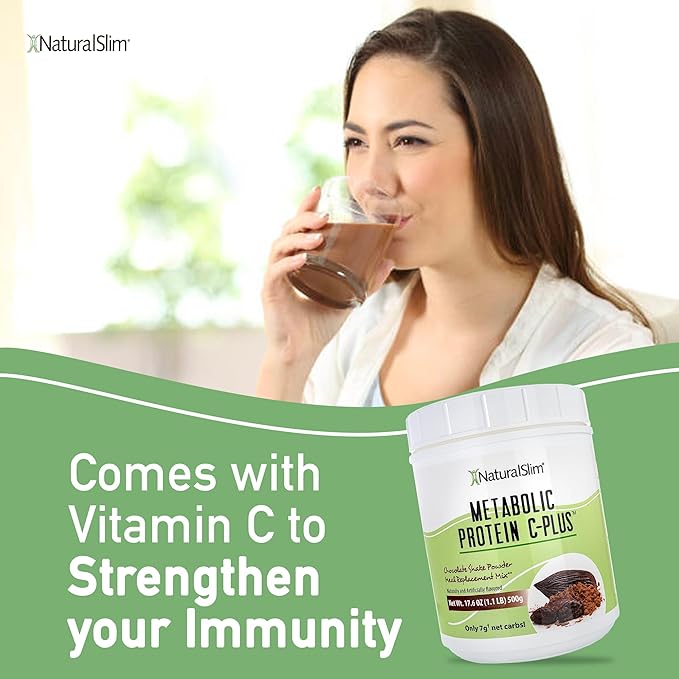 Naturalslim Protein Powder with Vitamins and Minerals Metabolic C-Plus - Meal Replacement Powder Fortified with Vitamin C, Zinc & Amino Acid - Chocolate Protein Powder 10 Servings 1.1 lb.