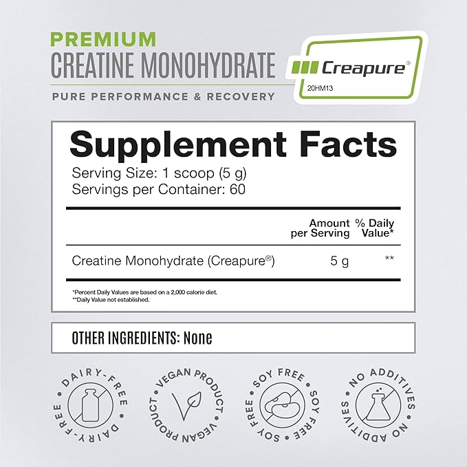 High-Purity Creatine Monohydrate Unflavored Powder, Pre-Workout, High Performance | 300g