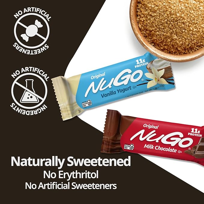 NuGo Protein Bar, Chocolate, 11g Protein, Gluten Free, 15 Count