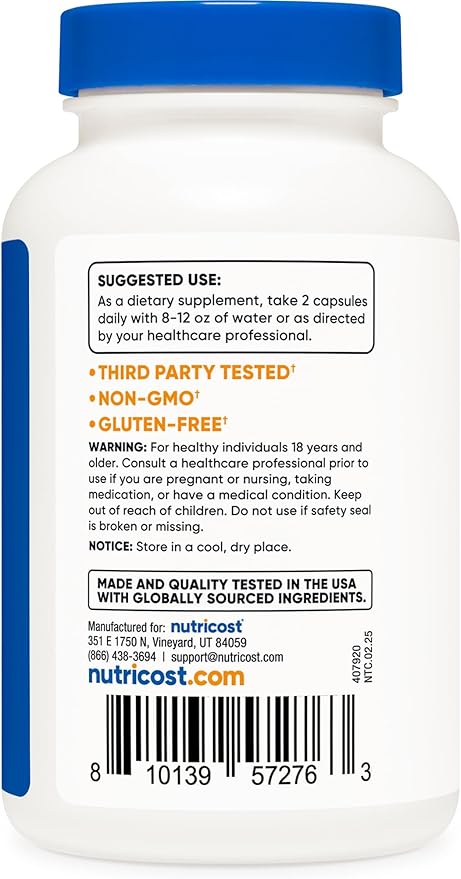 Nutricost Tribulus Terrestris Extract 1500mg, 120 Capsules - 60 Servings (750mg Per Cap), Non GMO & Gluten Free
