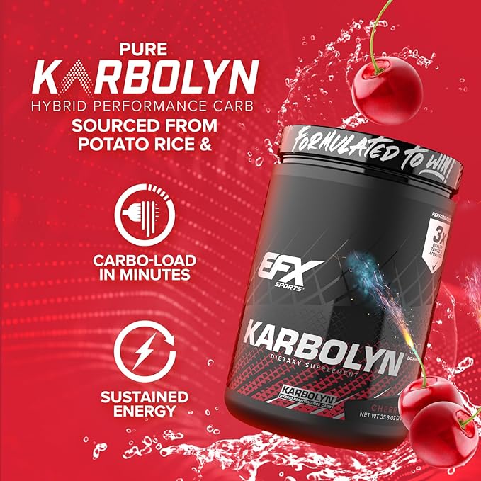 EFX Sports Karbolyn Fuel | Fast-Absorbing Carbohydrate Powder | Carb Load, Sustained Energy, Quick Recovery | Stimulant Free | 19 Servings (Cherry Bomb)