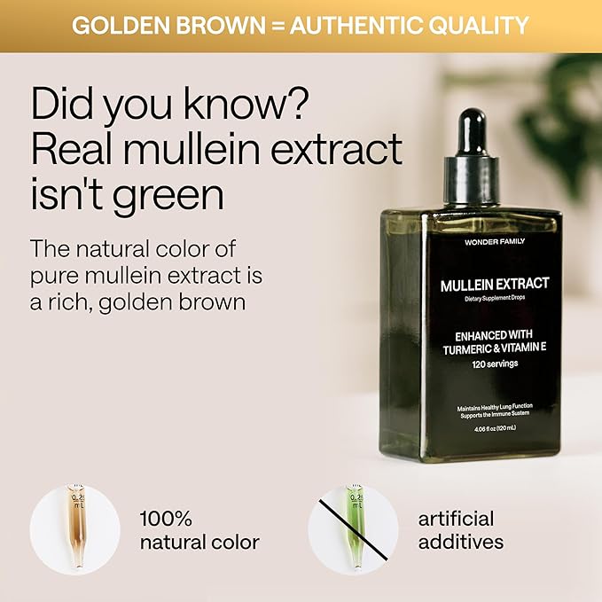 Mullein Drops for Lungs - Lung Support Supplement with Turmeric, Vitamin E, & Mullein Leaf Extract