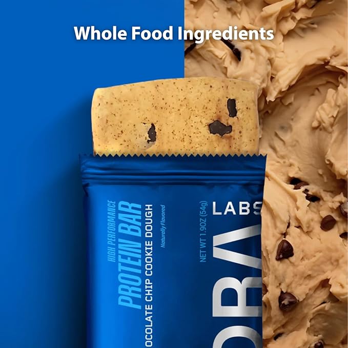ADDRA Protein Bars - 20g Plant-based Muscle Recovery Protein Bars with 3g of the Recovery BCAA, Leucine, for Runners, Cyclists, Triathletes, Gluten-Free, Low Sugar, Vegan, Chocolate Chip Cookie Dough Flavor, 8 bars