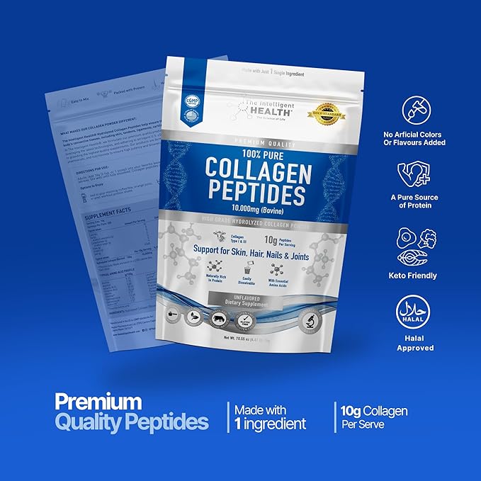 Hydrolyzed Collagen Peptides Powder, Grass Fed, High Protein, Unflavored, Gluten-Free, Paleo & Keto Friendly, 10g per Serving (2kg) Supports Skin, Hair, Nails, Joints, & Bones