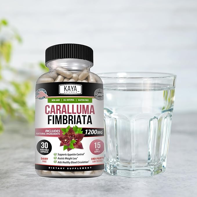 Kaya Naturals - Caralluma Fimbriata 1200mg High Potency Supplement | Maximum Strength Natural Endurance Support, Vegetarian Capsules (30 Count)