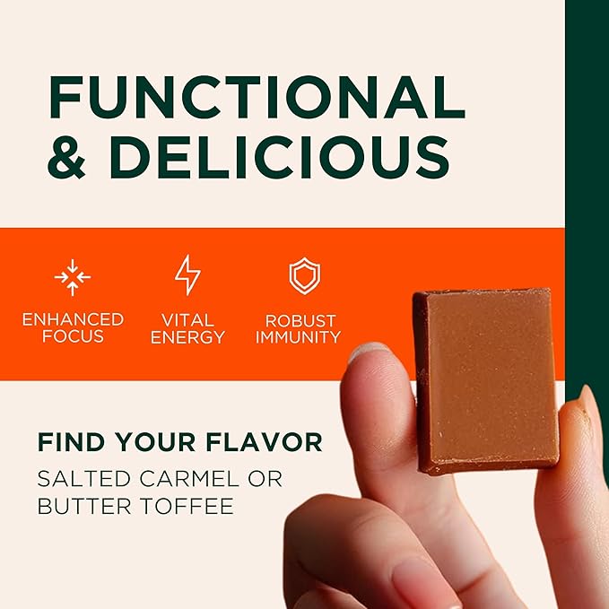 Genius Lion's Mane Soft Chews Supplement – Nootropic Mushroom for Focus, Clarity, Memory, Energy, Brain Health Support – Salted Caramel Flavor