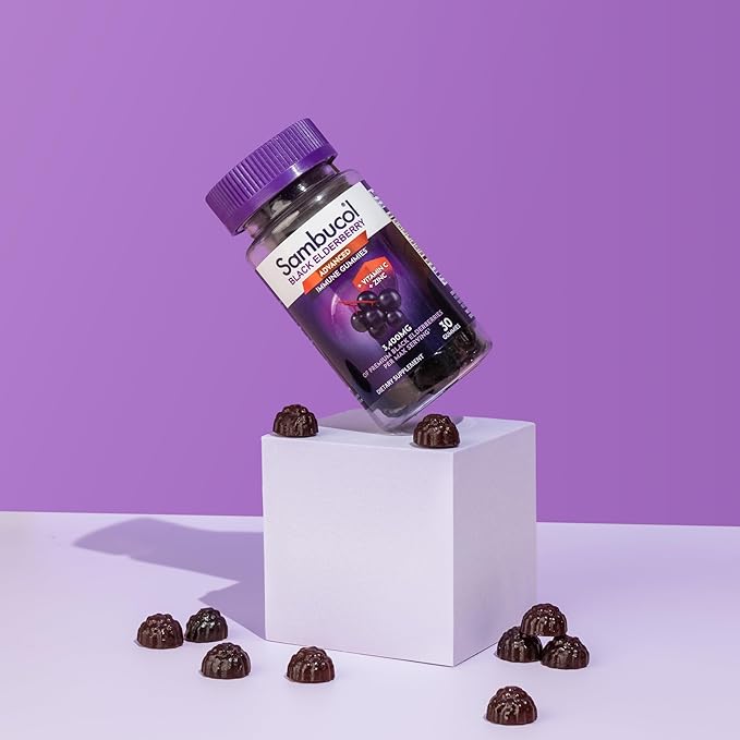 Sambucol Black Elderberry Gummies - Elderberry with Zinc and Vitamin C for Adults, Sambucus Elderberry Gummies, Immune Support Gummies - 30 Count, 3 Pack