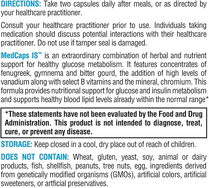 XYMOGEN MedCaps is - Herbal + Nutrient Support for Metabolic Health - Includes Chromium, Biotin, Niacin, Thiamin, Vanadium, Fenugreek Extract, Bitter Gourd Extract, Gymnema 5:1 Extract (60 Capsules)