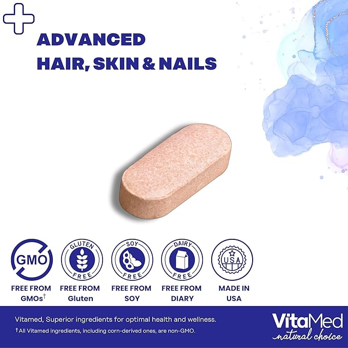 Hair, Skin, and Nails Vitamins – Complete Formula with Biotin 5000mcg, Collagen, Zinc, Keratin, and Hyaluronic Acid for Hair Growth, Strong Nails, and Glowing Skin – 180 Tablets