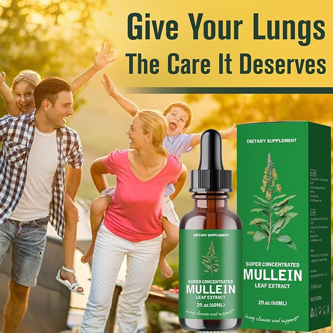2 Pack Mullein Leaf Extract - Support Lung Cleanse,Tincture Drops | Non-GMO, Vegetarian - Support Lung Cleanse & Respiratory Function for Healthy Breathing