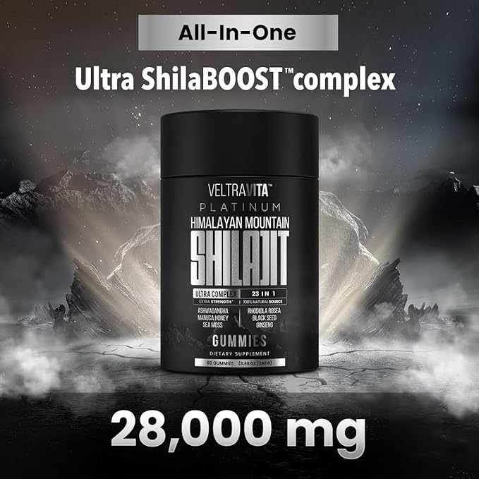 28000 mg, 23-in-1, Himalayan Shilajit for Men, Ashwagandha Gummies Platinum, Irish Sea Moss Gel, Black Seed Oil, Manuka Honey medical grade, Tongkat Ali, Rhodiola Rosea Supplement, No Sugar, Lab Test