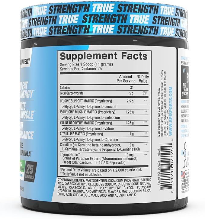BPI Sports Best BCAA Shredded - Caffeine-Free Thermogenic Recovery Formula - BCAA Powder - Lean Muscle Building - Accelerated Recovery - Weight Loss - Hydration - Cherry Lime - 25 Servings - 9.7 oz.