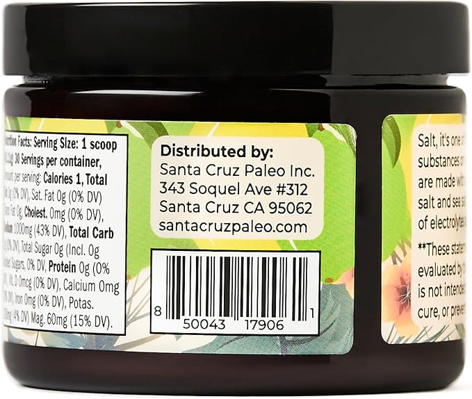Santa Cruz Paleo Electrolyte Powder Lemon Lime with Himalayan & Sea Salt, Magnesium, Potassium, Sugar-Free, 30 Servings