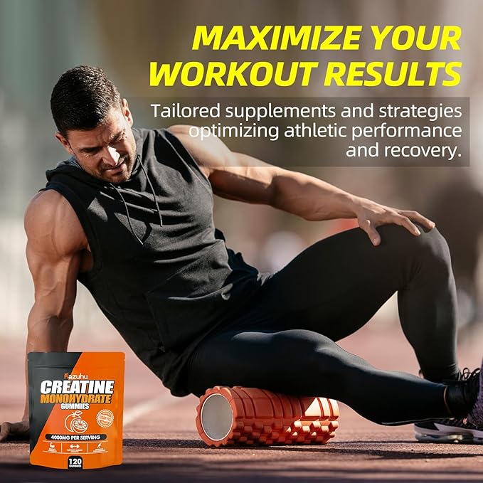 Creatine Monohydrate Gummies for Men & Women, 4g of Creatine Monohydrate per Serving for Maximum Power Strength, Performance, Sugar Free, Vegan, Pre-Workout Supplement(120 Count)-Orange