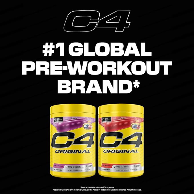 C4 Original Pre Workout – POPSICLE Grape - Pre-Workout for Endurance, Focus & Performance with 200mg Caffeine, Beta-Alanine, Creatine Nitrate, L-Arginine & PeptiPump – Sugar Free, 50 Servings