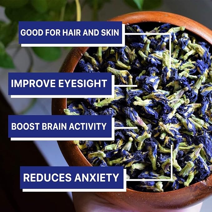 BLUE TEA - Pack of 3 - Butterfly Pea Flower (10 TB) + Butterfly Pea Cardamom (10 TB) + Butterfly Pea Lavender (10 TB) || FARM PACKED - HERBAL TEA || Caffeine Free - Gluten Free - Non-GMO |