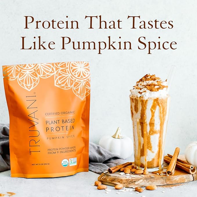 Truvani Vegan Pea Protein Powder | Pumpkin Spice | 20g Organic Plant Based Protein | 10 Servings | Keto | Gluten & Dairy Free | Low Carb | No Added Sugar