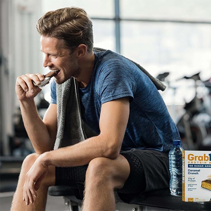 Grab1 Sugar Free Protein Bars, Caramel Crunch (3 Pack- 12 Bars) | Delicious and Nutritious | Low Calorie | Only 1g Sugar