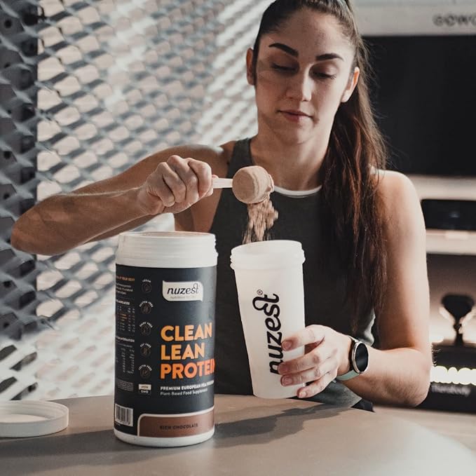 Nuzest - Pea Protein Powder - Clean Lean Protein, Premium Vegan Plant Based Protein Powder, Dairy Free, Gluten Free, GMO Free, Protein Shake, Rich Chocolate, 40 Servings, 2.2 lb