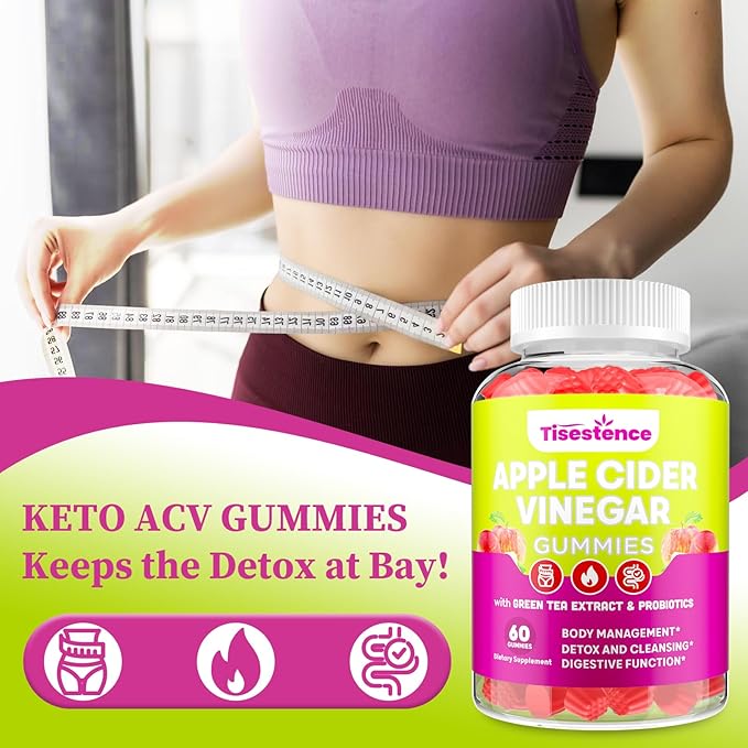 Apple Cider Vinegar Gummies, Keto ACV Gummies for Women and Men, Apple Cider Vinegar Supplement with Green Tea Extract, Probiotic for Detox Cleanse, Metabolism, Energy & Digestive Health, 120 Counts
