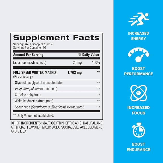 BPI Sports 1.M.R Vortex Pre Workout Powder – Snow Cone Flavor – 50 Servings – High Stim Preworkout for Men & Women with Glycerol, Caffeine, Niacin, and Herbal Extracts – Energy, Focus & Endurance