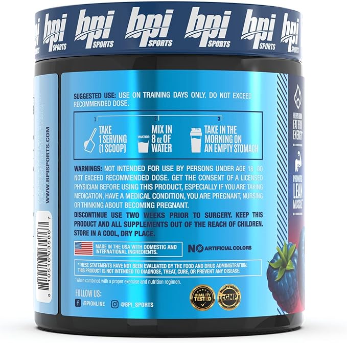 BPI Sports Best BCAA Shredded Caffeine-Free Thermogenic Recovery Formula BCAA Powder Lean Muscle Building Accelerated Recovery - Hydration - Blue Raspberry- 25 Servings - 9.7 Ounce