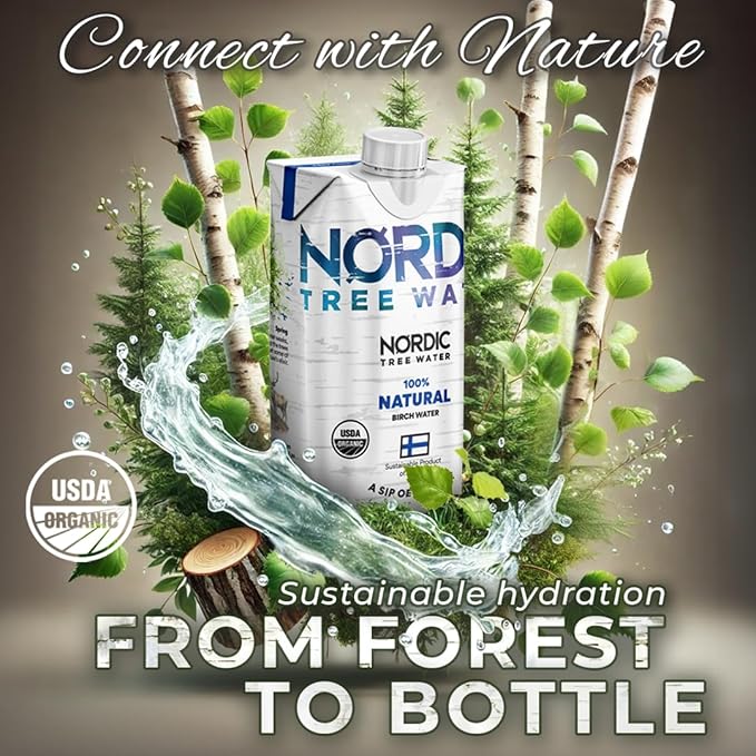 100% USDA Organic Birch Tree Sap – Electrolytes, Minerals, Prebiotics & Vitamins, Sustainable Product of Finland, BPA-Free Tetra Pak, Nature’s Perfect Hydration, Lower Calorie than Coconut Water