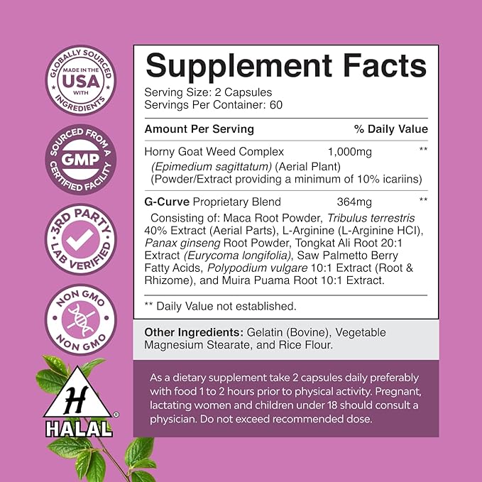 G-Curve Breast and Butt Enhancer Pills - Body Sculpting Herbal Curves Breast and Butt Growth Supplement with Saw Palmetto Extract and Horny Goat Weed for Women - Results May Vary - 120 Count