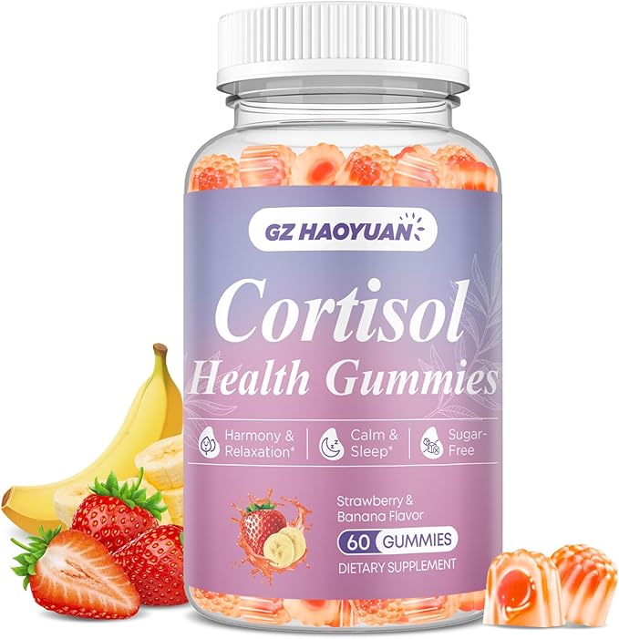 Cortisol Supplements for Women & Men - Cortisol Gummies with Magnesium Glycinate, Ashwagandha, L-Theanine, Vitamin B Complex for Relaxation, Sleep, Calm Mood & Focus - Vegan, Sugar Free Filled Gummies