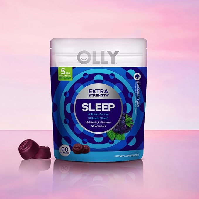 OLLY Extra Strength Sleep, 5 mg Melatonin L-Theanine, Chamomile and Botanicals - 60ct Pouch