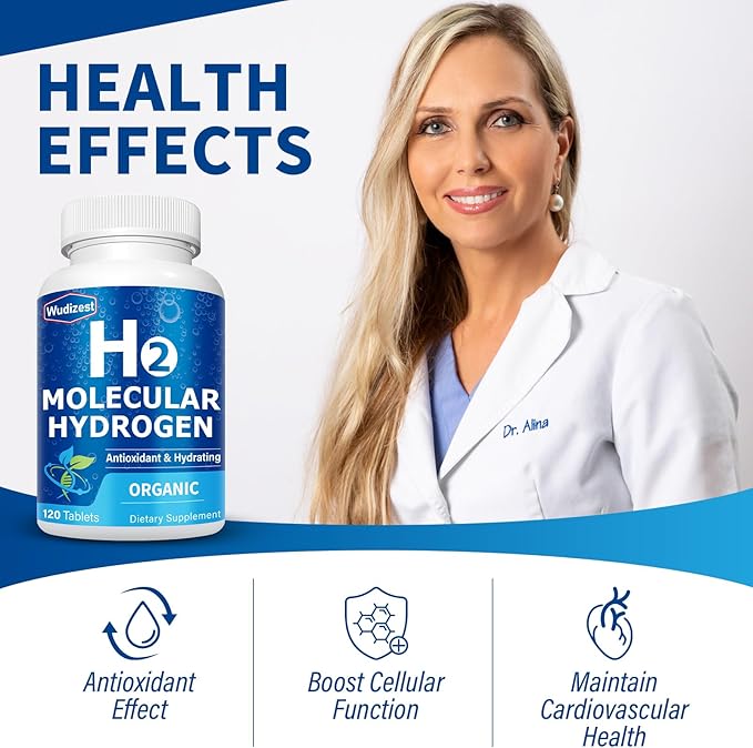 Hydrogen Water Tablets, Hydrogen Tablets for Drinking Water with Magnesium, H2 Supplement for Brain Health & Cognitive Performance, Pure & Non-GMO, 120 Count