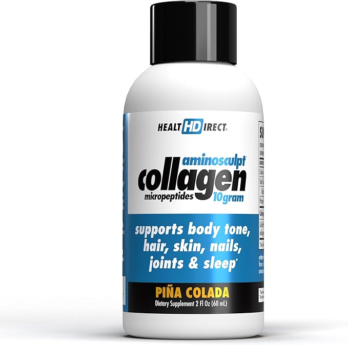 HEALTH DIRECT AminoSculpt Sugar-Free 10 Gram Collagen Shots (12 Pack), Piña Colada