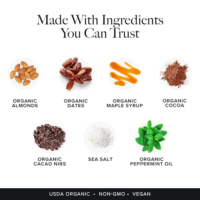 Truvani Plant Based Snack Bars | Chocolate Mint 4 Pack | 7g Protein | USDA Organic and Vegan | The Only Bar | Dairy, Soy, and Gluten Free | Individually Wrapped