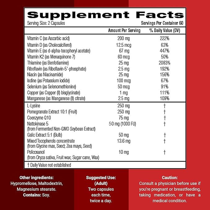 Healthy Heart Plus CoQ10 Cardiovascular Supplement - Coenzyme Q10 150mg, Nattokinase, Pomegranate Extract & Garlic for Blood Pressure & Cholesterol - Heart Supplements for Men & Women - 120 Capsules