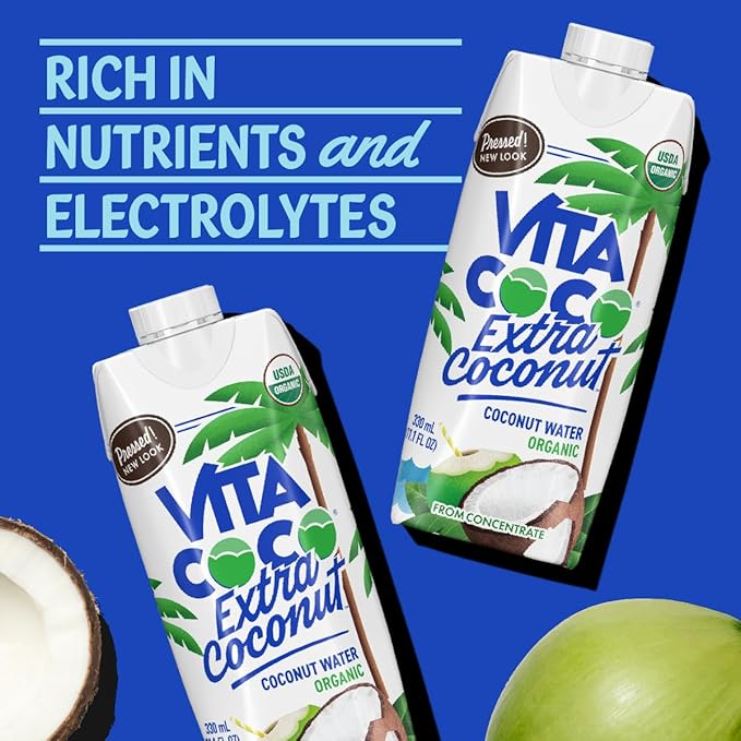 Vita Coco Organic Coconut Water, Extra Coconut | More "Coconutty" Flavor | Natural Electrolytes | Vital Nutrients | 11.1 Fl Oz (Pack of 12)