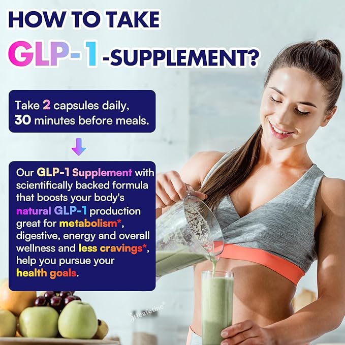 GLP-1 Supplement Support, with Naturally GLP1 Supplement Probiotic for Women & Men, Hops & Green Tea Extract, GLP 1 Supplements for Gut, Energy, GLP-1 Levels & Overall Health - 120 Capsules