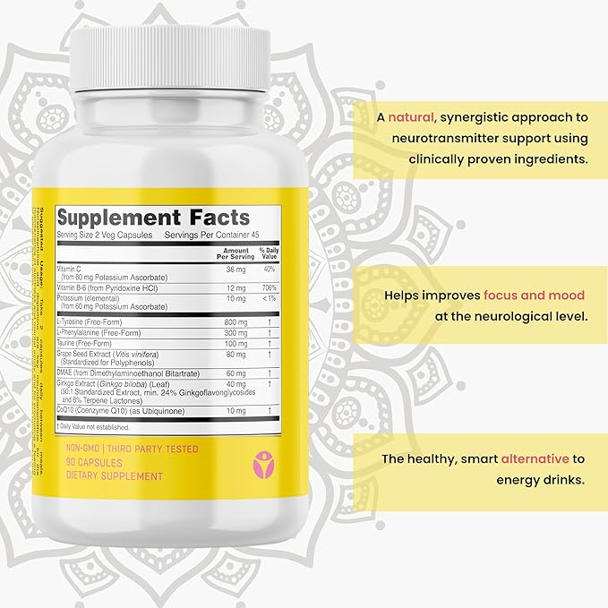 Think Better - Caffeine Free Brain Fog Supplements for Women and Men | Brain Vitamin for Memory and Focus | Natural Nootropics Focus Supplement for Focus, Energy, and Clarity