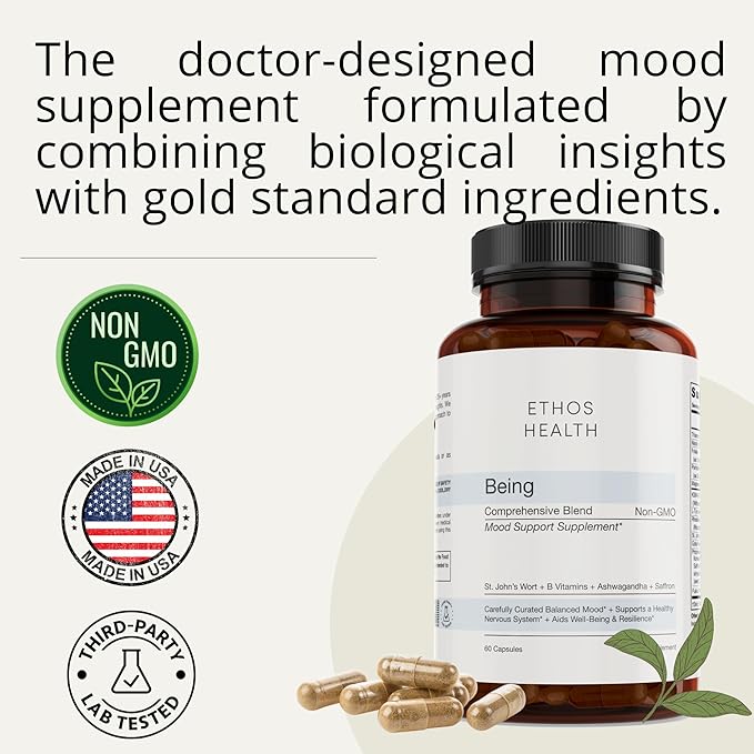 Dr. Scott’s Mood Support Supplement with KSM-66 Organic Ashwagandha Extract, St John’s Wort, Rhodiola Rosea, Saffron, Panax Ginseng, Gotu Kola, Doctor-Formulated, Non-GMO,Gluten-Free 60 Vegan Capsules