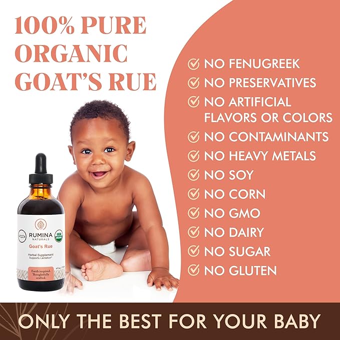 Goats Rue Lactation Supplement – Certified Organic Herbal Breastfeeding Supplements for Legendary Milk Supply Increase - Naturally Boost Your Breast Milk Supply/Production - Fenugreek Capsules Free