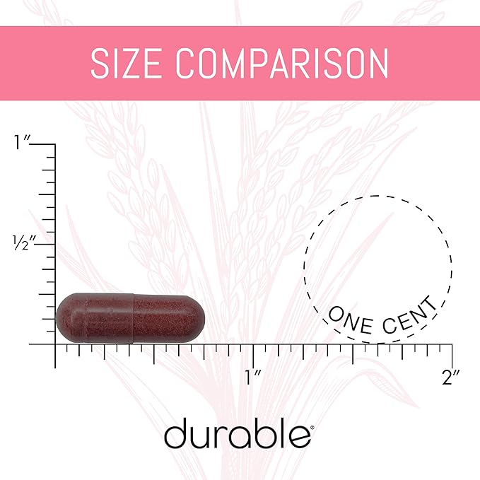 Durable Red Yeast Rice - Enhanced with CoQ10, Extra Strength Management, Heart Health, Healthy Blood Flow - 1600mg Organic Red Yeast Rice + 50 mg KanekaQ10 CoQ10 - (60 Count (Pack of 3))