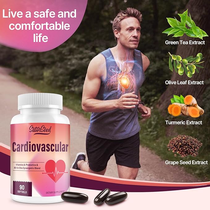 Cardiovascular Supplement 3000mg – Vitamins, Probiotics, Omega-3, and CoQ10 All-in-One Synergistic Blend for Adults – 90 Softgels
