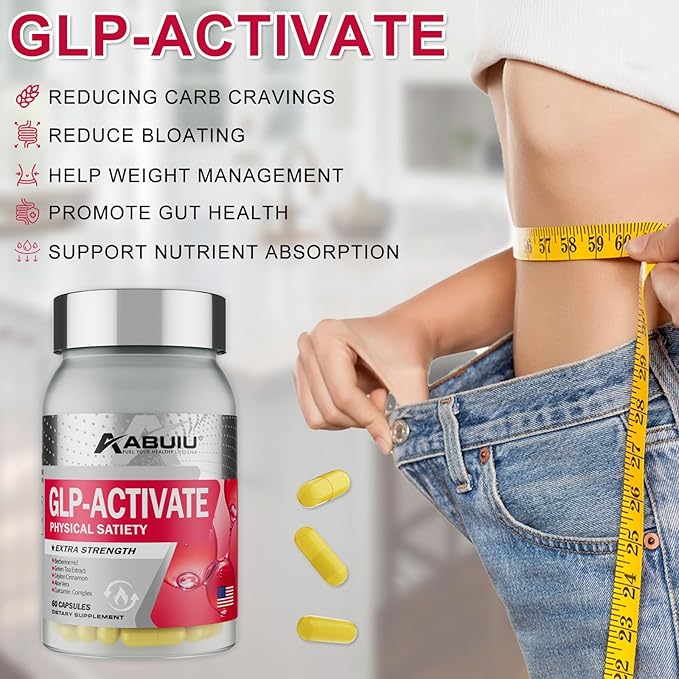 GLP-1 Supplement Support GLP Activate Weight Management & Appetite Control, Natural Metabolism Boost & Gut Health Support, with Berberine HCI, Third-Party Tested, USA-Made, 120 Capsules / 2 Packs