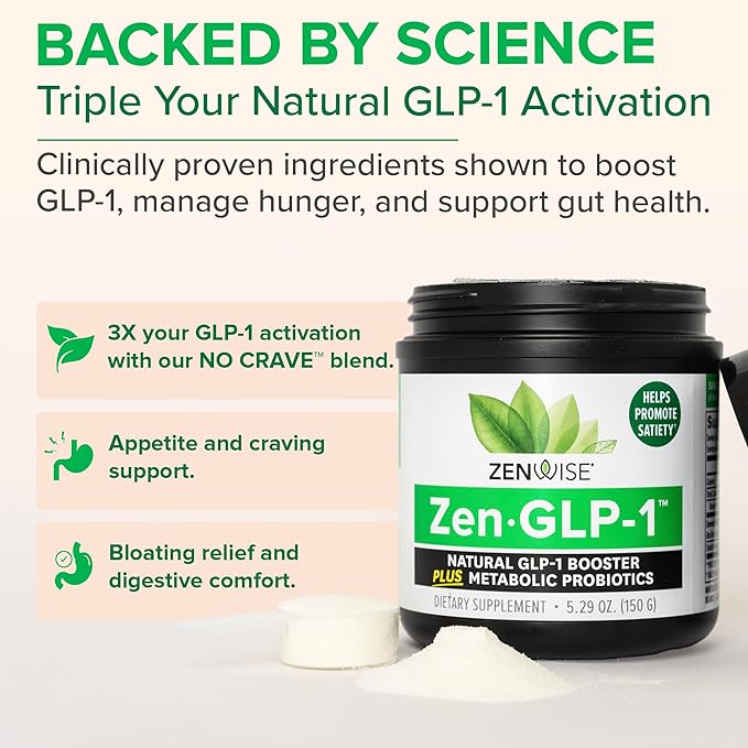 Zenwise Health ZenGLP-1™ - Natural GLP1 with Probiotic for Women & Men + Metabolic Probiotics to Help Control Hunger & Cravings and Support Digestive Health - GLP-1 Supplement Support, 15-Day Serving